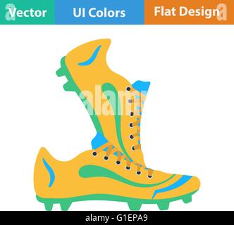 Flache Design-Ikone des Fußballs Stiefel in Ui-Farben. Vektor-Illustration. Stock Vektor