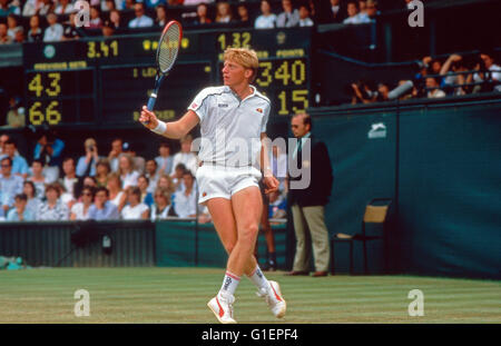 Der Deutsche Tennisspieler Boris Becker, Deutschland 1980er Jahre. Deutscher Tennisspieler Boris Becker, Deutschland der 1980er Jahre. Stockfoto