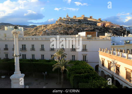 Mirador del Cerro de San Cristobal, Plaza Vieja, Plaza De La Constitución, Stadt Almeria, SpainCity von Almeria, Spanien Stockfoto