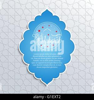 Vektor-Illustration der Eid Mubarak Grußkarte Design auf islamischen dekorativen Hintergrund für Fastenmonats Ramadan Stock Vektor