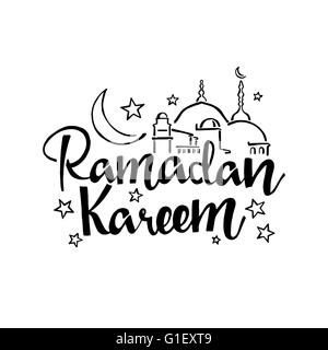 Ramadan Kareem handschriftlich Schriftzug. Moderne Kalligraphie. Vektor-Schriftzug isoliert auf weißem Hintergrund Stock Vektor