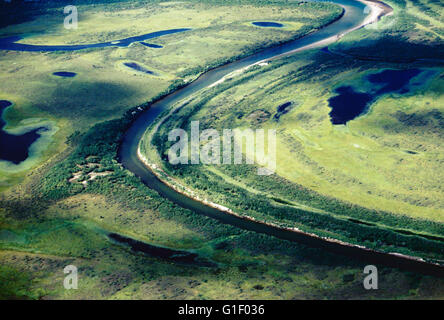 Luftaufnahme des abgelegenen Belaja Fluss; Sibirien; Tschuktschen-Halbinsel; Magadan Region; Russische Föderation Stockfoto