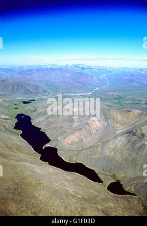 Luftaufnahme des entfernten Sibirien; Tschuktschen-Halbinsel; Magadan Region; Russische Föderation Stockfoto