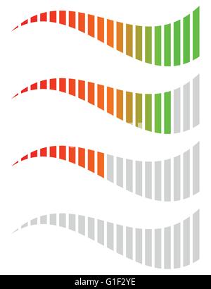 Horizontale Ebene, Fortschritte, Fertigstellung Indikatoren. Phasen und Schritte, Stadien, Vergleich Bar Elemente. Stock Vektor