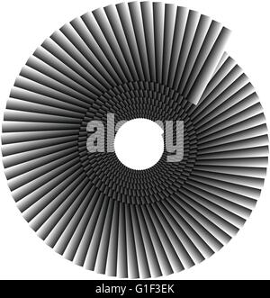 Spiralform machte der überlappende Rechtecke. Abstrakte monochrome Volute, Spiralform Stock Vektor
