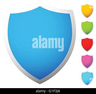 Satz von Schild Formen, Symbole in 6 Farben Stock Vektor