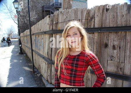 Catherine Girard April 2016 im alten Hafen von Montréal. Stockfoto