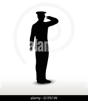 Vektorbild - Armee allgemeine Silhouette mit Hand Geste grüßen Stock Vektor