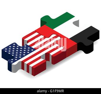 Vektorbild - USA und Vereinigte Arabische Emirate Flaggen in puzzle isolierten auf weißen Hintergrund Stock Vektor