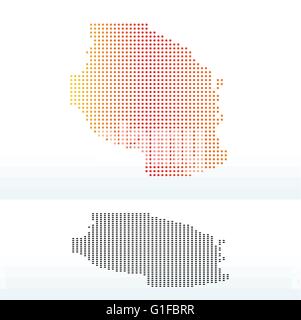 Karte der Vereinigten Republik Tansania mit Punktmuster Stock Vektor
