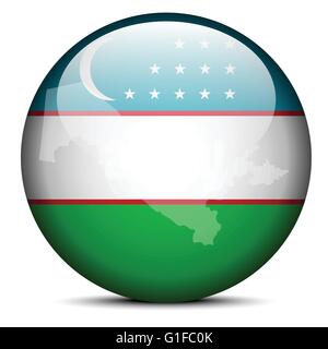 Vektor-Bild - Karte anklicken der Flagge der Republik Usbekistan Stock Vektor