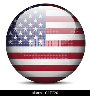 Vektor-Bild - Karte mit Punktmuster auf Flagge der Vereinigten Staaten von Amerika Stock Vektor