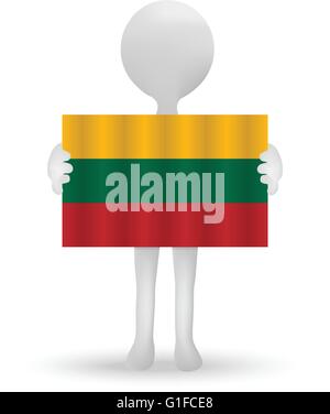 Vektor-Bild - kleine 3d Mann hält eine Fahne der Republik Litauen Stock Vektor