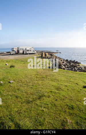 Wohnwagen auf Garrafad Sicht, der nordöstlichen Küste der Isle Of Skye, innere Hebriden, Schottland, Vereinigtes Königreich Stockfoto