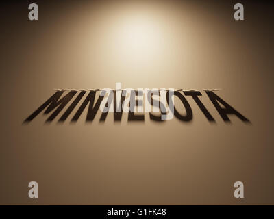 Eine 3D Darstellung des Schattens eines umgekehrten Text, Minnesota liest. Stockfoto