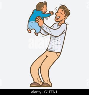 Vektor-Illustration von Vater und Sohn Stock Vektor