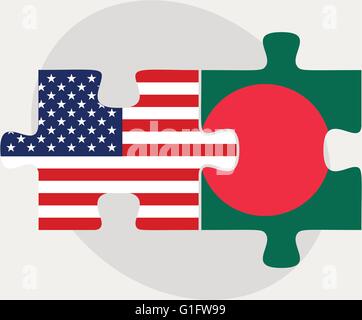 Vektorbild - USA und Bangladesch Fahnen in puzzle isolierten auf weißen Hintergrund Stock Vektor