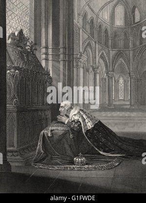 Louis VII, König von Frankreich, vor dem Grab von Thomas Becket, Erzbischof von Canterbury, die Kathedrale von Canterbury Stockfoto