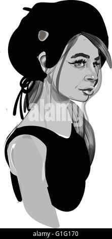 Mädchen in Barett (Vektor-Zeichenprogramm) Stock Vektor