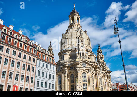 Frauenkirche, Dresden, Deutschland, Altstadt, rehabilitiert Fassaden Stockfoto