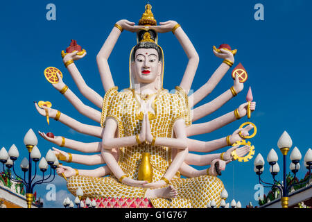 Göttin Avalokiteśvara, Wat Plai Laem Wat Laem Suwannaram Tempel in Ban Bo Phut, Ko Samui, Thailand, Asien Stockfoto