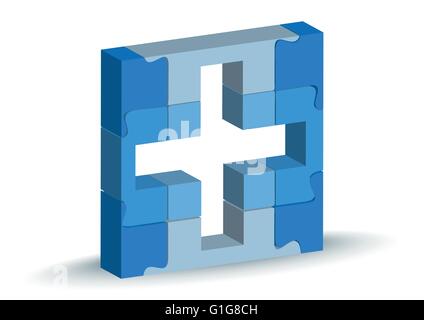 Vektor-Illustration - Symbol der medizinischen Einrichtung in puzzle Stock Vektor