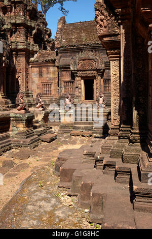 Banteay Srei Tempel, Angkor, Siem Reap, Kambodscha Stockfoto