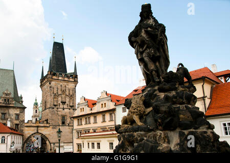 Westende der Karlsbrücke - Prag - Tschechische Republik Stockfoto