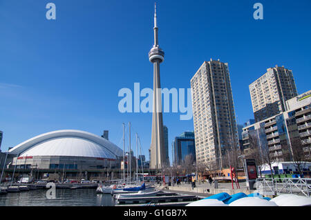 Toronto CN Tower und Rogers Center (SkyDome) Blick vom Harbourfront Stockfoto