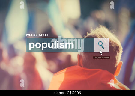 Web Suche Bar Glossarbegriff - Populismus Definition im Internet Glossar. Stockfoto