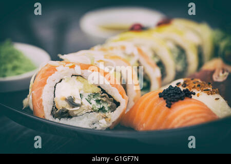 Sushi Rollen roh Makki frische Meeresfrüchte Susi - stock Bild Stockfoto