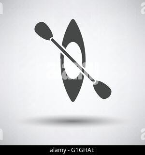 Kajak und paddeln Symbol auf grauem Hintergrund mit runden Schatten. Vektor-Illustration. Stock Vektor