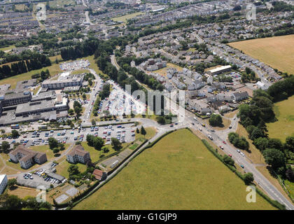 Luftaufnahmen von Norddevon Hubschrauber North Devon District Hospital NDDH Roborough Barnstaple entnommen Stockfoto