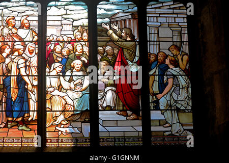Unteren Teil der Glasfenster. St Giles Cathedral.EdinburghThe Royal Mile. Schottland. Stockfoto