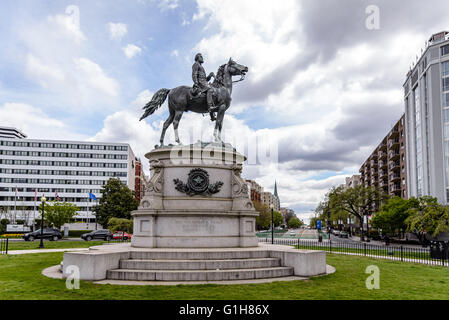 Generalmajor George H Thomas Equestrian Statue, Thomas Circle, Washington DC Stockfoto