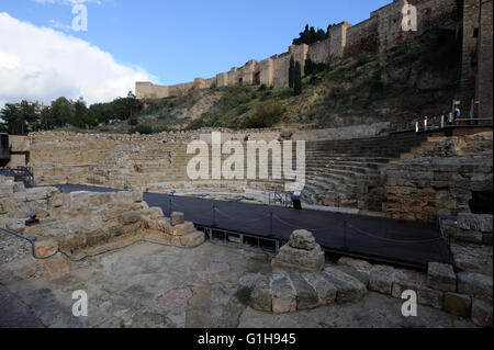 Römische Theater, Alcazaba, Malaga, Burg, Festung Stockfoto