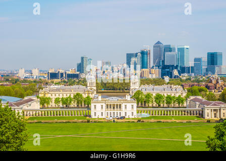 Stadtansicht-Blick vom Greenwich Hügel von London, England, UK Stockfoto