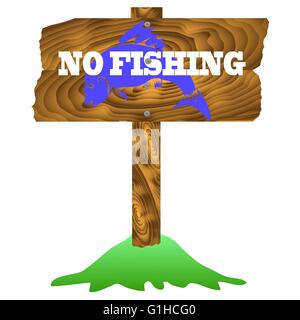 Kein Fischen Holzschild isoliert Stock Vektor