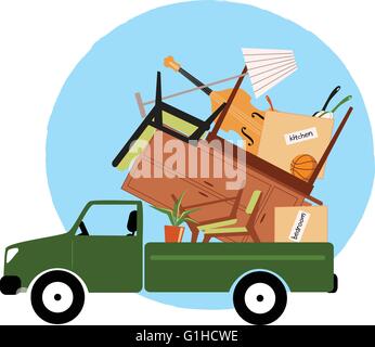 Pickup-Truck voller Möbel, Vektor-illustration Stock Vektor