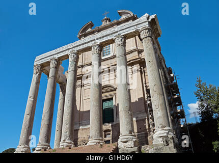 Tempel des Antoninus und Faustina (Tempio di Antonino e Faustina) in das Forum Romanum, Rom, Italien. Stockfoto