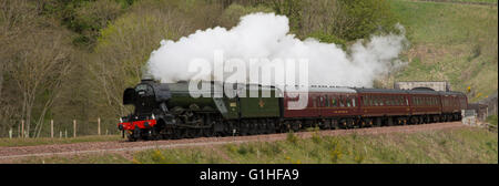 eine Reise zu den Grenzen auf Sonntag, 15. Mai 2016, ein Schuss oder zwei der berühmten Flying Scotsman zu fangen. Stockfoto