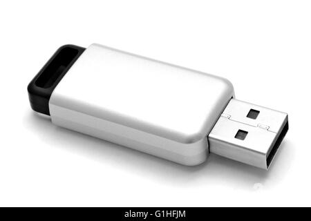 USB-Flash-Laufwerk Closuep auf weißem Hintergrund Stockfoto