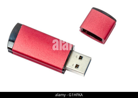 USB Flash Drive, isoliert auf weiss Stockfoto
