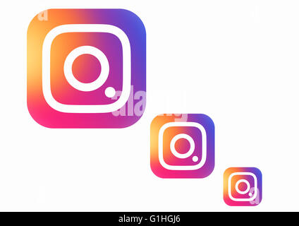 TERNOPIL, UKRAINE - 16. Mai 2016: Neue Instagram Logo auf weißem Papier gedruckt Stockfoto