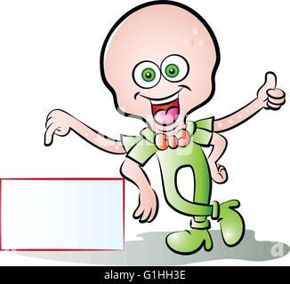 Vektor-Illustration von Octopus Maskottchen mit leere Schild machen hervorragende Zeichen Stock Vektor