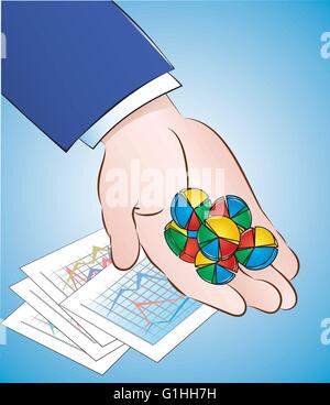 Vektor-Illustration eine Hand Kreisdiagramm Pillen Stock Vektor
