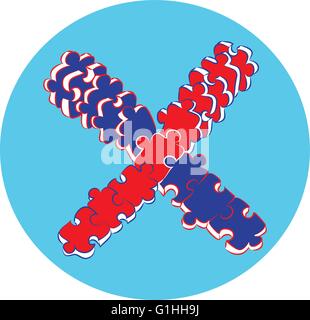 Vektor-Illustration der fallenden Rätsel auf blauem Hintergrund Stock Vektor