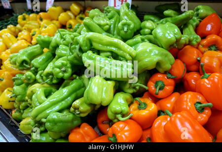 Gelb, grün und rot süßer Paprika Stockfoto