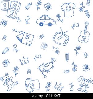 Blaue lustig zeichnen doodle Stock Vektor