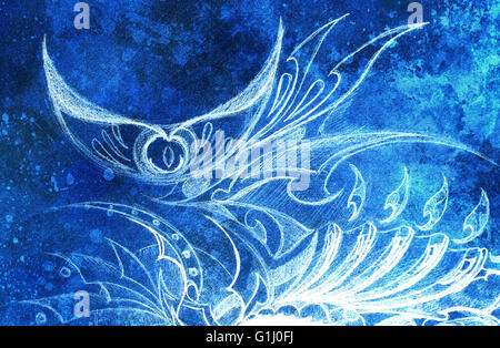 Dekorative Zeichnung. Original Hand zeichnen und Computer-Collage. Color-Struktur. Stockfoto